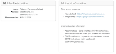 Custom Content on School Page