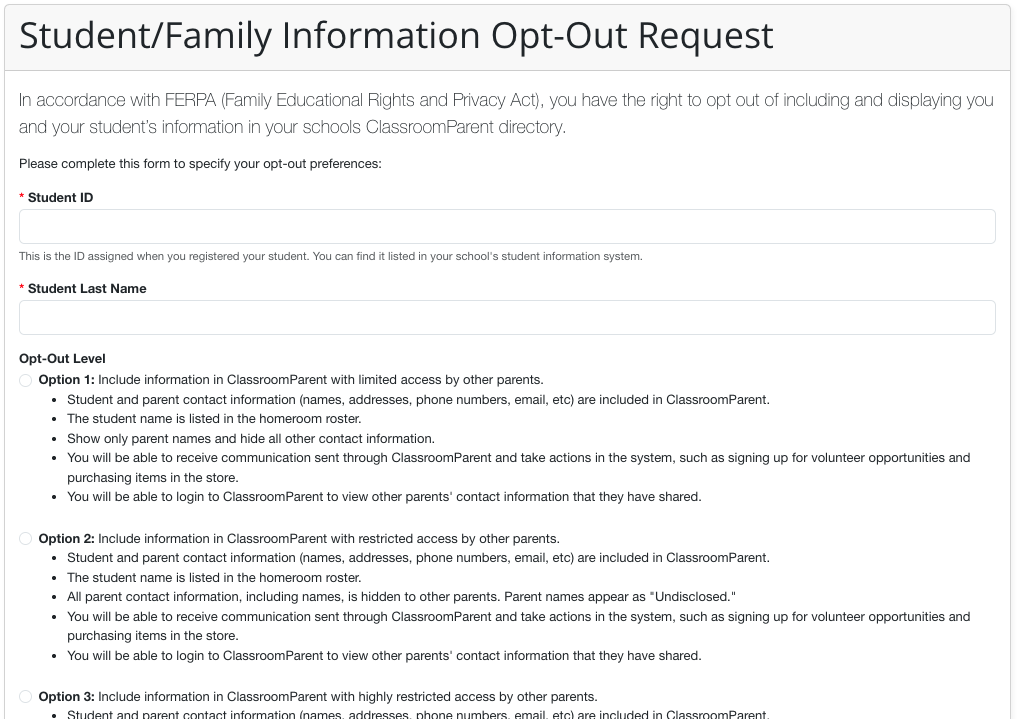 Opt-Out Form
