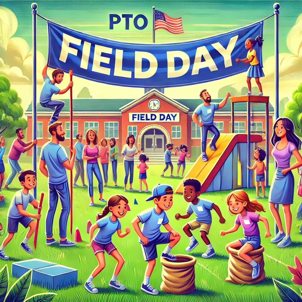 PTO parents help out at a field day at the school